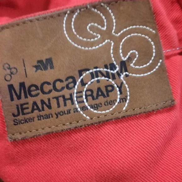 Mecca DNM Hip hop Rap Funky Red Denim Jeans contrast stitching Men's 36
